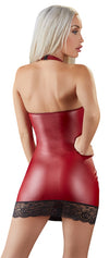 Rotes enganliegendes Minikleid mit Neckholder und Spitzeneinsätzen von Cottelli PARTY – Ansicht 4