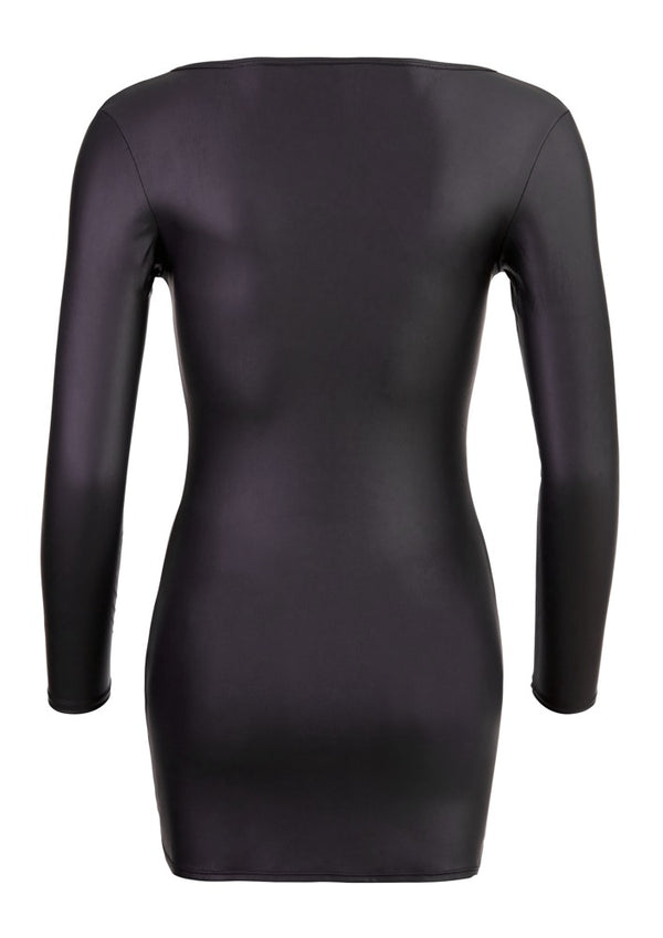 Schwarzes kurzes Kleid mit langem Arm und Glitzer-Reißverschluss von Cottelli PARTY – Ansicht 5