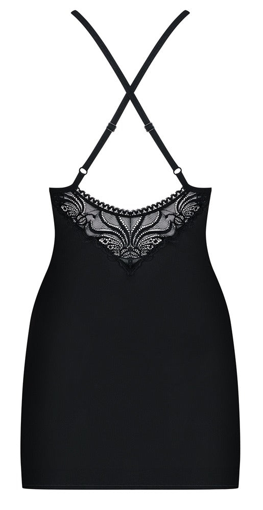 Schwarzes verführerisches Dessouskleid mit String von Obsessive – Ansicht 4