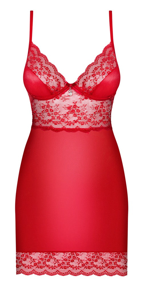 Knallrotes Dessouskleid Lovica mit Spitze und String von Obsessive – Ansicht 5