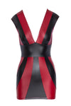 Rot-schwarzes tailliertes Kleid im Mattlook mit tiefem Ausschnitt von Cottelli PARTY – Ansicht 6