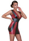 Rot-schwarzes tailliertes Kleid im Mattlook mit tiefem Ausschnitt von Cottelli PARTY – Ansicht 3