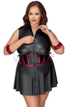 Schwarzes ärmelloses Minikleid mit Röckchen, Armfesseln und Maske in großen Größen von Cottelli BONDAGE – Ansicht 3