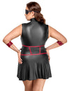 Schwarzes ärmelloses Minikleid mit Röckchen, Armfesseln und Maske in großen Größen von Cottelli BONDAGE – Ansicht 5