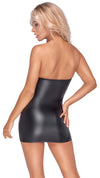 Schwarzes trägerloses Tube-Kleid im Mattlook mit Zierschnürungen und Ösen von Cottelli PARTY – Ansicht 4
