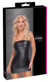 Schwarzes trägerloses Tube-Kleid im Mattlook mit Zierschnürungen und Ösen von Cottelli PARTY