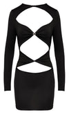 Schwarzes enges Langarm-Kleid mit gedrehten Cut-outs und Strassring von Cottelli PARTY – Ansicht 5