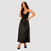 Schwarzes elegantes Kleid in Satin Optik mit feiner Spitze von Obsessive