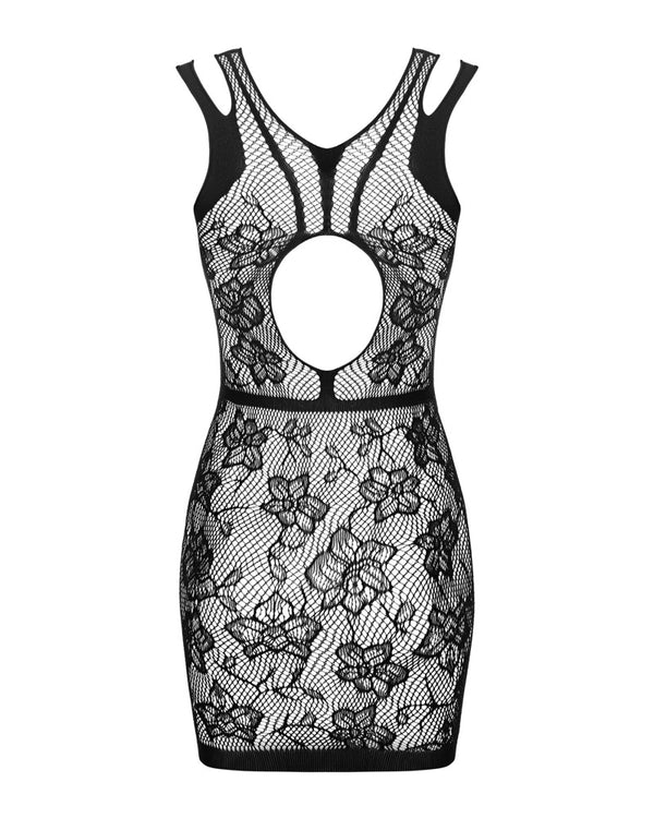 Schwarzes Minikleid mit floralem und geometrischem Muster von Obsessive – Ansicht 4