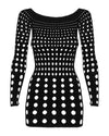 Schwarzes enges Minikleid Rocker mit Langarm in Loch-Optik von Obsessive – Ansicht 5
