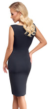 Schwarzes knielanges Etui-Kleid in zarter Transparenz mit Cut-outs von Cottelli PARTY – Ansicht 5