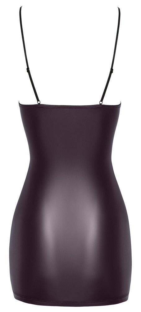 Dunkellilafarbenes Träger-Minikleid im Mattlook mit Zierschnürungen von Cottelli PARTY – Ansicht 8