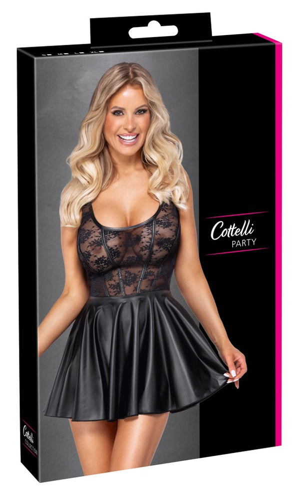 Schwarzes verführerisches Minikleid aus Spitze und Mattlook von Cottelli PARTY