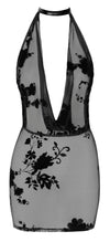 Netzkleid mit abnehmbarer Strasskette und Wildblockdruck von Noir Handmade – Ansicht 10