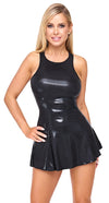 Schwarzes figurbetonendes Minikleid im glänzenden Wetlook von Cottelli PARTY – Ansicht 2