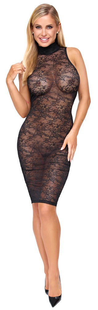 Schwarzes verführerisches Spitzenkleid mit atemberaubendem Rückenausschnitt von Cottelli LINGERIE – Ansicht 3