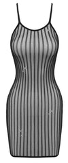 Schwarzes verführerisches glitzerndes Minikleid mit Streifen-Transparenz von Fantasy by Cottelli – Ansicht 5