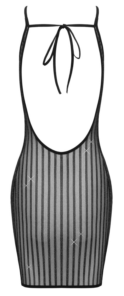 Schwarzes verführerisches glitzerndes Minikleid mit Streifen-Transparenz von Fantasy by Cottelli – Ansicht 6