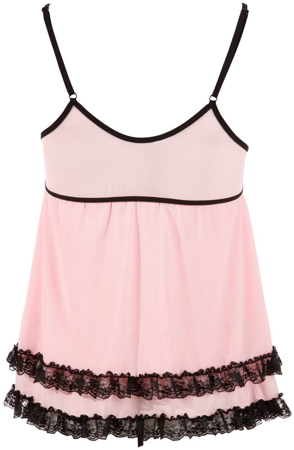Rosa Babydoll und String aus Powernet und Spitze in großen Größen von Cottelli – Ansicht 7