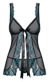 Transparentes Babydoll Amanta mit Spitze, offener Front und String von Obsessive – Ansicht 5