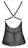 Schwarzes kurzes Babydoll aus Powernet mit Spitzen-Cups und Goldring von Cottelli – Ansicht 6