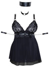 Schwarzes Bondage-Set mit Babydoll, Halsband, Armfesseln und Bondage-Schal von Cottelli BONDAGE – Ansicht 8