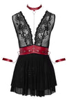 Schwarzes Babydoll aus Spitze und Powernet mit Bondage-Note von Cottelli BONDAGE – Ansicht 6