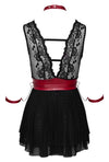 Schwarzes Babydoll aus Spitze und Powernet mit Bondage-Note von Cottelli BONDAGE – Ansicht 7