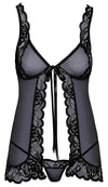 Schwarzes verführerisches Babydoll Set mit Effektspitze von kissable – Ansicht 4