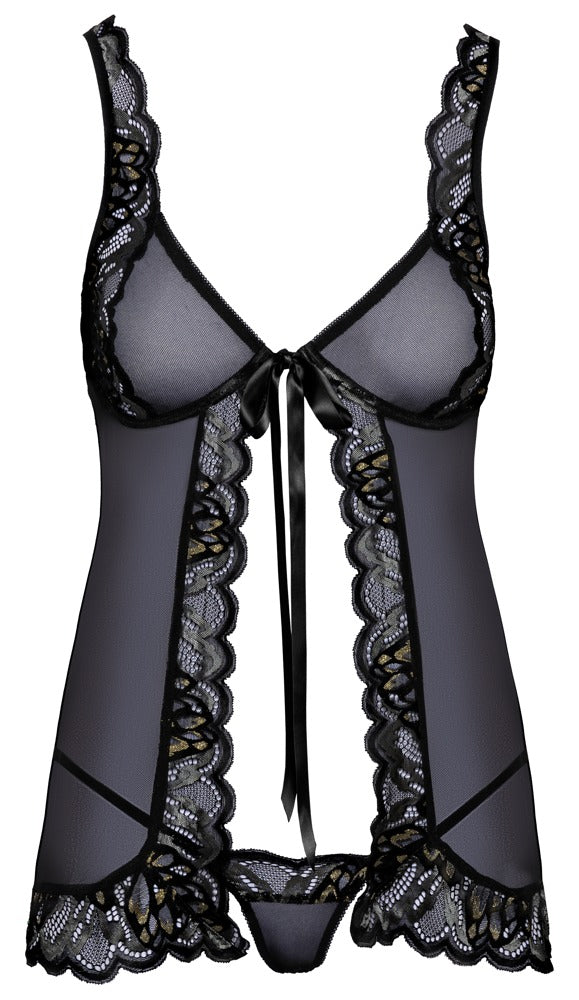 Schwarzes verführerisches Babydoll Set mit Effektspitze von kissable – Ansicht 4