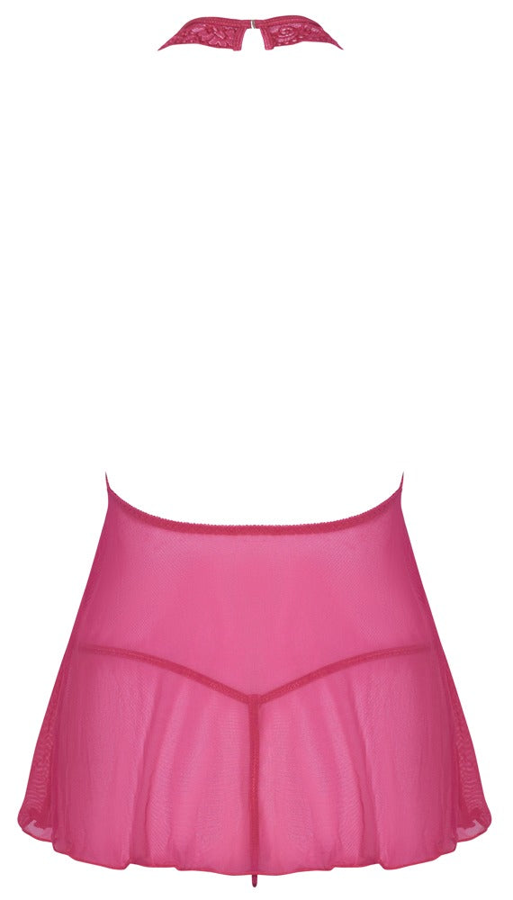 Pinkfarbenes Babydoll aus Spitze und Powernet mit Keyhole-Ausschnitt von Cottelli – Ansicht 8