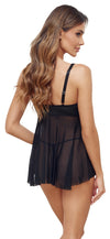Schwarzes Babydoll-Set aus Powernet mit Reißverschluss und Spitzen-Cups (Ouvert) von Cottelli – Ansicht 6