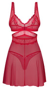 Rotes Set Cupide Desir mit ausgestelltem Babydoll und String von Obsessive – Ansicht 4