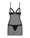 Schwarzes Set mit Chemise und Tanga und pikanten Cups von Obsessive – Ansicht 3