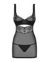 Schwarzes Set mit atemberaubender Chemise und Tanga von Obsessive – Ansicht 3