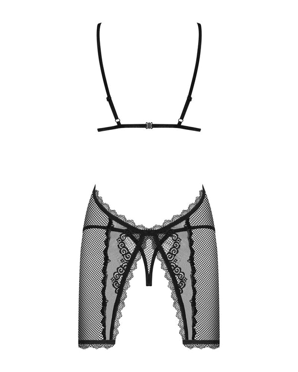 Schwarzes Set Millagro mit sinnlicher Chemise und Tanga von Obsessive – Ansicht 4