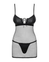 Schwarzes Set Redella mit figurbetonendem Negligé und String von Obsessive – Ansicht 3
