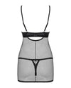 Schwarzes Set Redella mit figurbetonendem Negligé und String von Obsessive – Ansicht 4