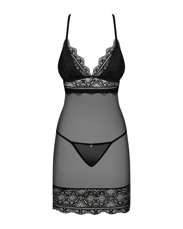 Schwarzes Set Renelia mit super sexy Chemise und Tanga von Obsessive – Ansicht 3