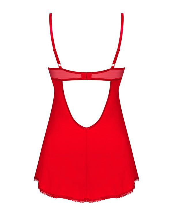 Rotes Kleid Ingridia mit String und großflächigem Rücken-Cut-out von Obsessive – Ansicht 4