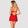 Rotes Set Chilisa mit filigranem Babydoll und Spitzen-String von Obsessive – Ansicht 2