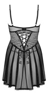 Schwarzes hauchzartes transparentes Babydoll mit Spitzen Cups von Obsessive – Ansicht 5