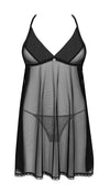 Schwarz-transparentes Set Latinesa mit luftigem Babydoll und String von Obsessive – Ansicht 3