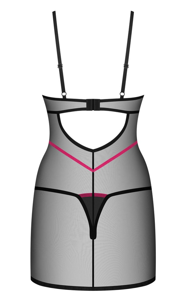 Schwarzes 2-teiliges Set Novenes mit Negligé und String von Obsessive – Ansicht 4
