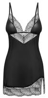 Schwarzes Set Lobellis mit figurbetonendem Negligé und String von Obsessive – Ansicht 7