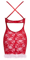 Rotes verführerisches Negligé mit weichem Federbesatz von Cottelli LINGERIE – Ansicht 7