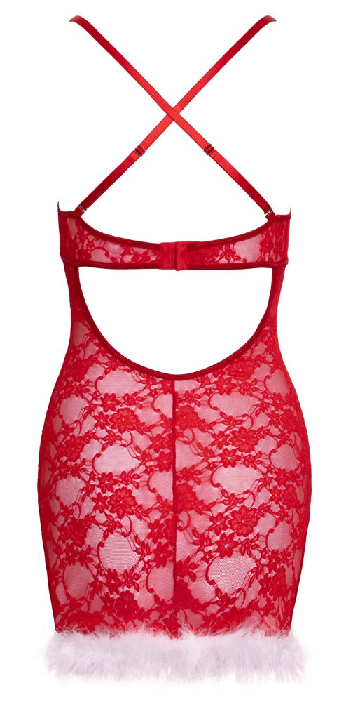 Rotes verführerisches Negligé mit weichem Federbesatz von Cottelli LINGERIE – Ansicht 7