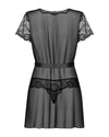 Schwarzes Set Alluria mit kurzem Kimono und String aus Tüll von Obsessive – Ansicht 6