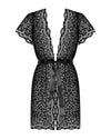 Tiefschwarzes Giully Peignoir mit Leopardenmuster von Obsessive – Ansicht 3