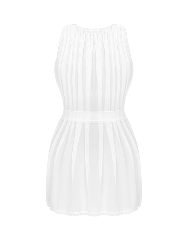 Weißes Peignoir Heavenlly mit durchscheinendem Stoff und Spitze von Obsessive – Ansicht 4